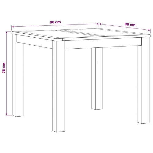 Трапезна маса 90 x 90 x 75 cm Масивен дъб Натурално Квадратна