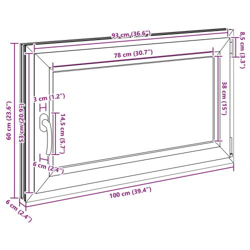 Прозорец за мазе RISOR 100 x 60 cm PVC и стъкло Бяло