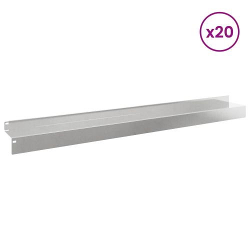 Ограда за трева 20 pcs 100 x 10 x 8 см Стомана Сребристо