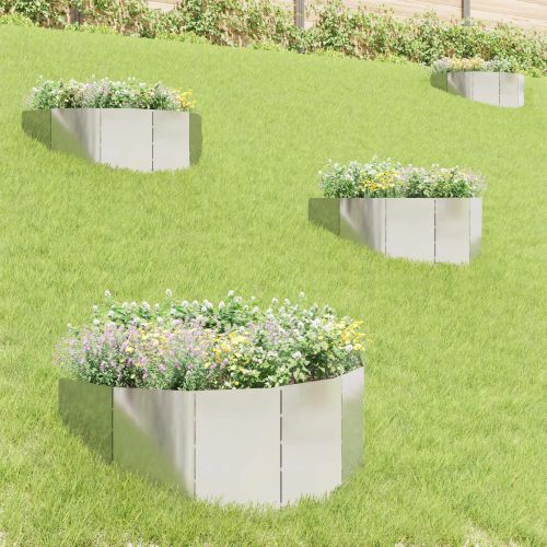 Ограда за трева 4 pcs 100 x 45 cm Стомана Сребристо