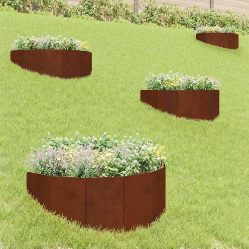 Ограда за трева 4 pcs 100 x 45 cm Стомана Ръждясало