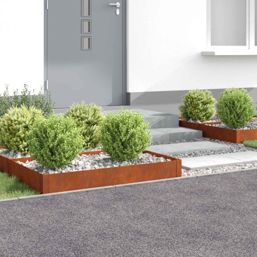 Ограда за трева 4 pcs 100 x 60 x 20 см Стомана Ръждясало