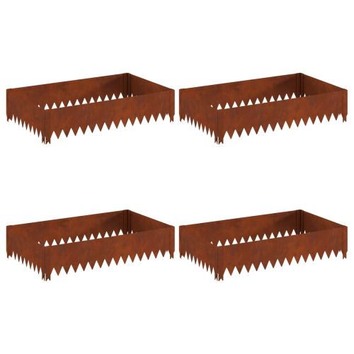 Ограда за трева 4 pcs 100 x 60 x 20 см Стомана Ръждясало