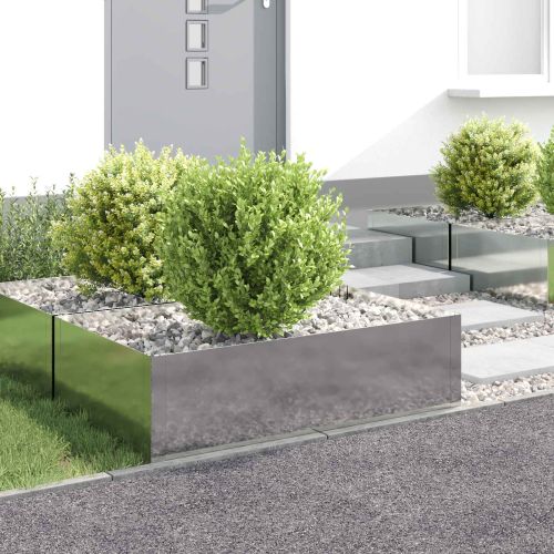 Ограда за трева 4 pcs 100 x 60 x 35 cm Стомана Сребристо