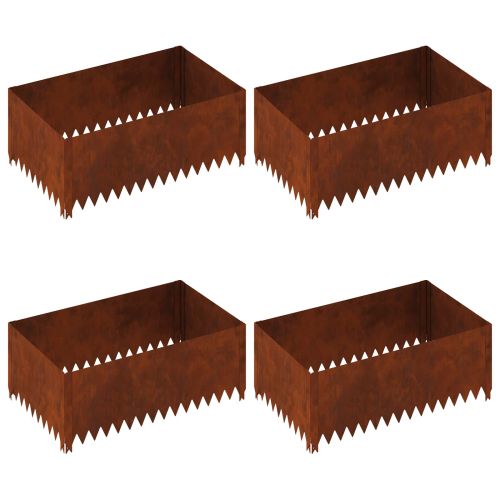 Ограда за трева 4 pcs 100 x 60 x 35 cm Стомана Ръждясало