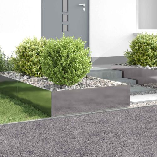 Ограда за трева 4 pcs 100 x 100 x 35 cm Стомана Сребристо