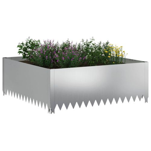 Ограда за трева 4 pcs 100 x 100 x 35 cm Стомана Сребристо