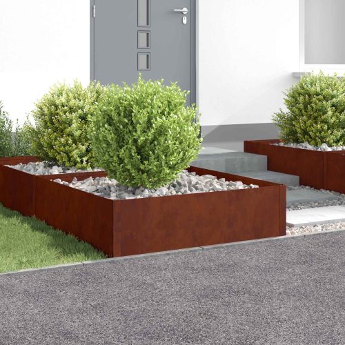 Ограда за трева 4 pcs 100 x 100 x 35 cm Стомана Ръждясало