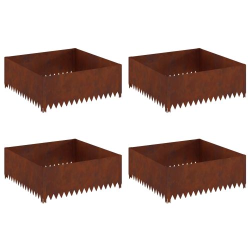 Ограда за трева 4 pcs 100 x 100 x 35 cm Стомана Ръждясало
