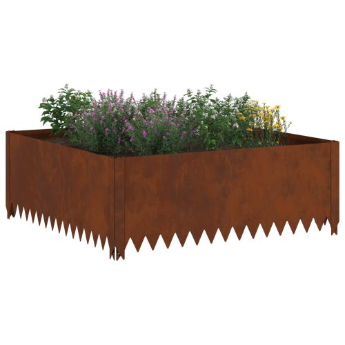 Ограда за трева 4 pcs 100 x 100 x 35 cm Стомана Ръждясало