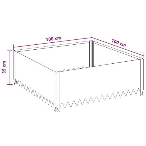 Ограда за трева 4 pcs 100 x 100 x 35 cm Стомана Ръждясало