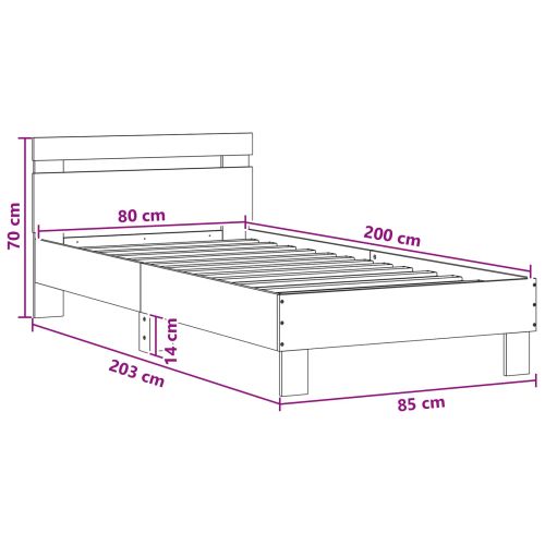 Легло с LED Опушен дъб 80 x 200 cm Инженерна дървесина