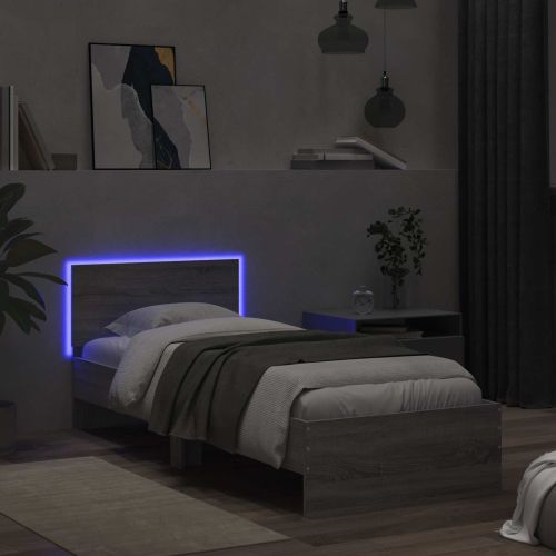 Легло с LED Сив Сонома 80 x 200 cm Инженерна дървесина