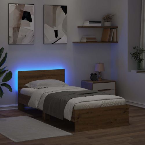 Легло с LED Дъб артизан 80 x 200 cm Инженерна дървесина