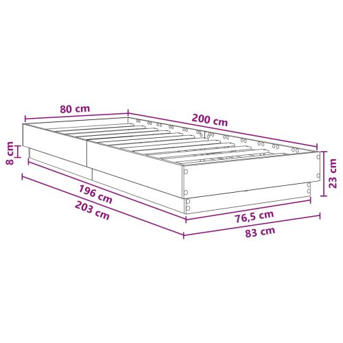 Легло с LED Дъб артизан 80 x 200 cm Инженерна дървесина
