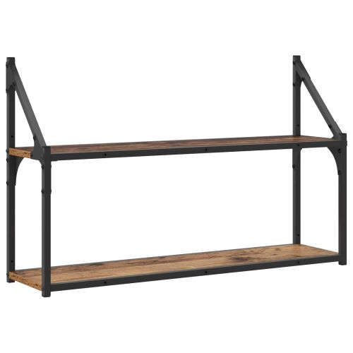 Стенен рафт Монтиране на стена Старо дърво 80 x 21 x 51 cm