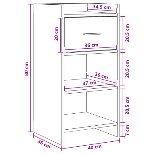 Служебен шкаф Черен дъб 40 x 36 x 80 см Инженерна дървесина
