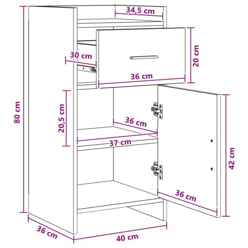 Служебен шкаф Опушен дъб 40 x 36 x 80 см Инженерна дървесина