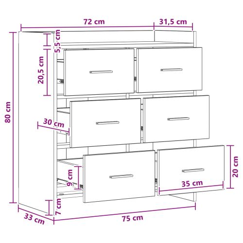 Служебен шкаф Опушен дъб 75 x 33 x 80 см Инженерна дървесина