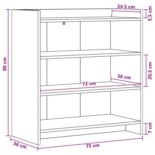 Служебен шкаф Опушен дъб 75 x 36 x 80 см Инженерна дървесина