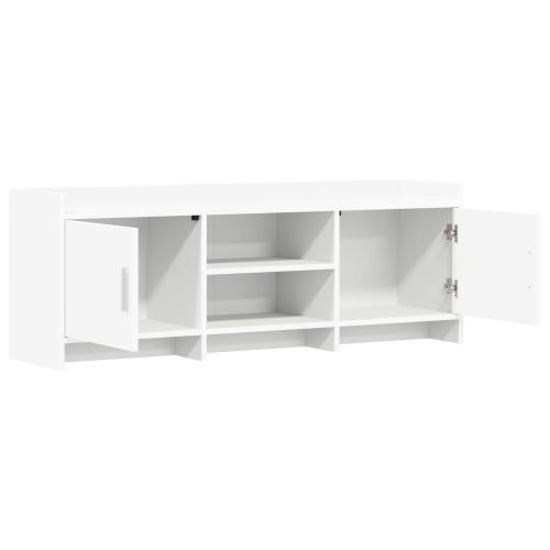 ТВ шкаф 130 x 33 x 47 см Бяло Инженерна дървесина