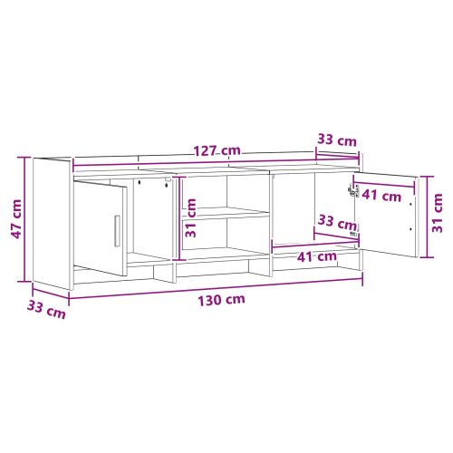 ТВ шкаф 130 x 33 x 47 см Опушен дъб Инженерна дървесина