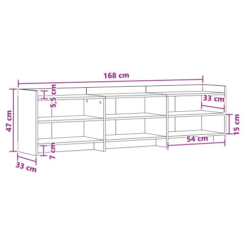 ТВ шкаф 168 x 33 x 47 см Опушен дъб Инженерна дървесина
