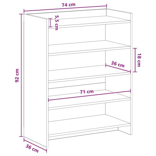 Шкаф за обувки със съхранение Старо дърво 73,5 x 36 x 92 см