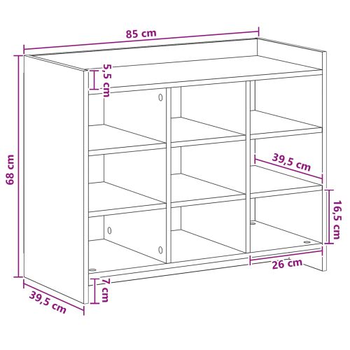 Шкаф за обувки Черен дъб 85 x 39,5 x 70 см Инженерна дървесина