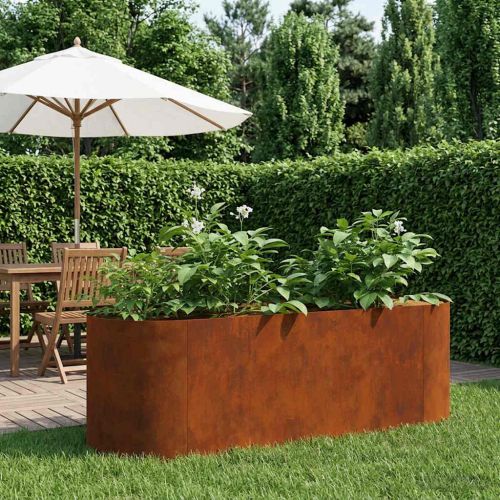 Вдигната леха за градина Кортенова стомана 120 x 40 x 40 см