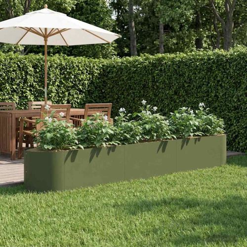 Вдигната леха за градина Маслиненозелено 300 x 40 x 40 см