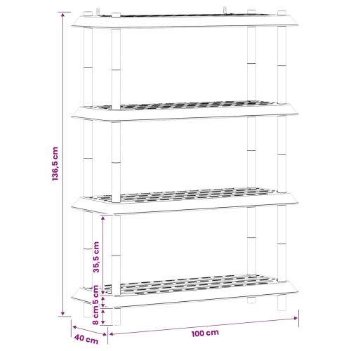 Рафтово единица 4 нива 100 x 40 x 136,5 см ПП Кафяво
