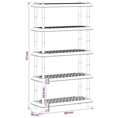 Рафтово единица 5 нива 100 x 40 x 177 см ПП Антрацит