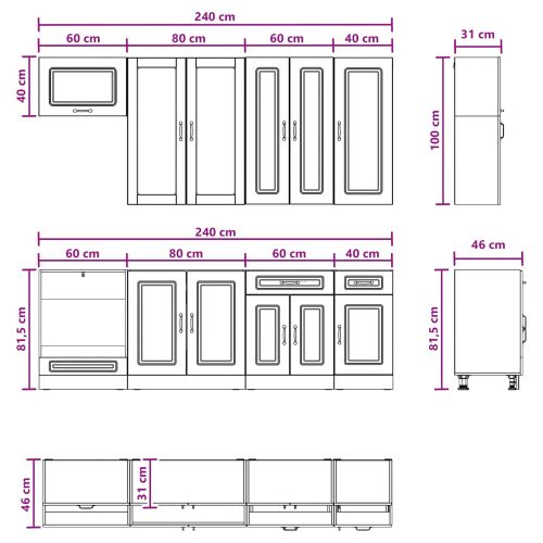 Кухненски единица KALMAR 8 pcs Бяло Инженерна дървесина