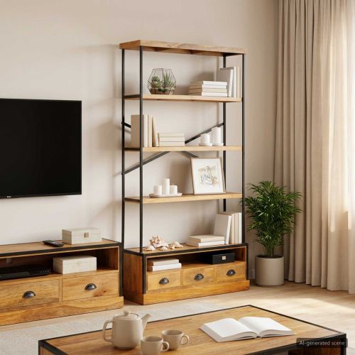 5-етажно бюро Натурално 100 x 30 x 180 см Солидно мангово дърво