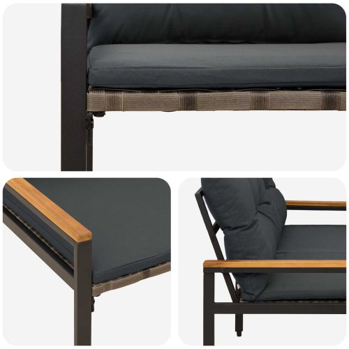 Външна пейка 2 -Seater 116 x 67,5 x 72 см полиратан Тъмносиво