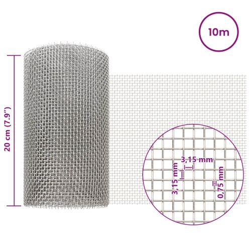 Мрежест екран 20 x 1000 см 6 Mesh Неръждаема стомана 201