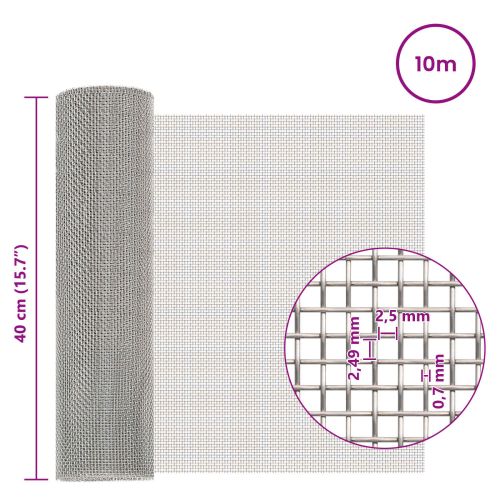 Мрежест екран 40 x 1000 см 8 Mesh Неръждаема стомана 201