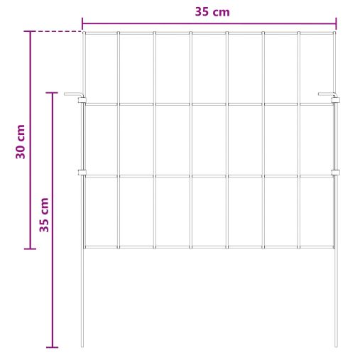 Оградата за градината с колчета 12 бр. 35 x 30 см Сребристо