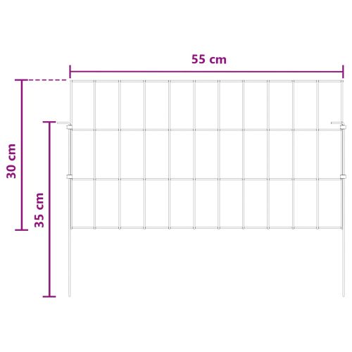 Оградата за градината с колчета 48 бр. 55 x 30 см Сребристо