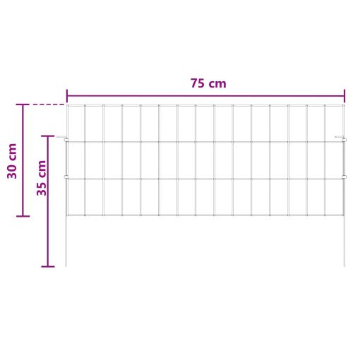 Оградата за градината с колчета 24 бр. 75 x 30 см Сребристо
