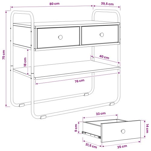 Конзолна маса Опушен дъб 80 x 40 x 75 см Инженерна дървесина