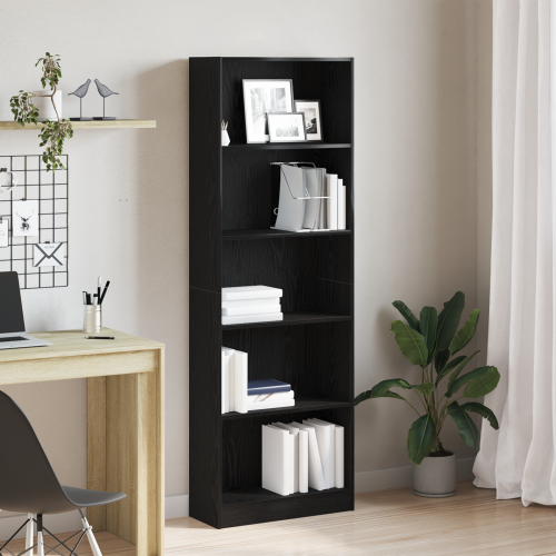 Рафт за книги Черния дъб 60 x 24 x 176 см Инженерно дърво
