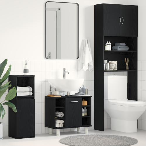 Шкаф за баня с рафт Черния дъб 60 x 32 x 54 см Инженерно дърво