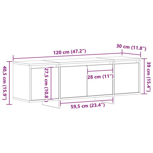 ТВ шкаф Черния дъб 120 x 30 x 40,5 см Инженерно дърво