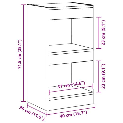 Шкаф за книги Черния дъб 40 x 30 x 71,5 см Инженерно дърво