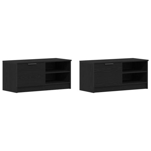 ТВ шкаф 2 pcs Черния дъб 80 x 35 x 36,5 cm Инженерно дърво