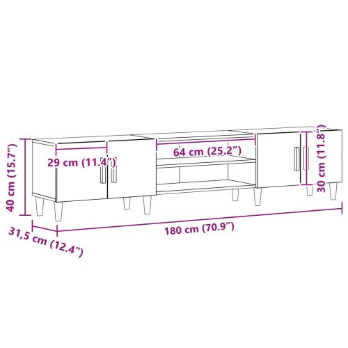 ТВ шкаф Черния дъб 180 x 31,5 x 40 см Инженерно дърво