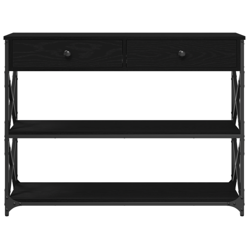 Конзолна маса с чекмедже с рафт Черен дъб 100 x 28 x 75 см