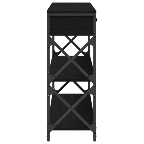 Конзолна маса с чекмедже с рафт Черен дъб 100 x 28 x 75 см